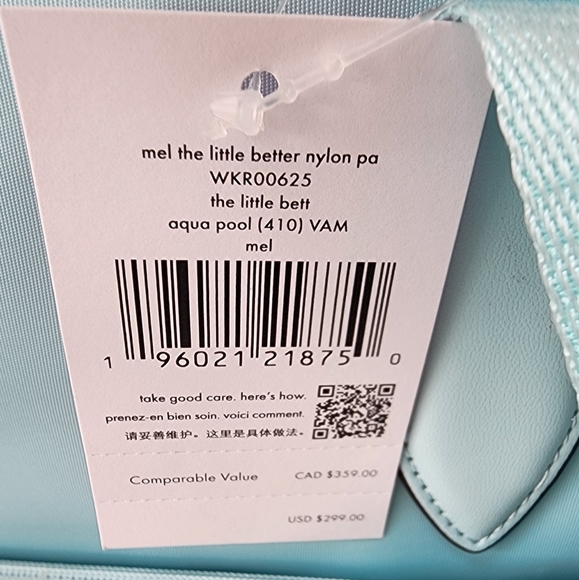 Kate Spade Mel Nylon PACKABLE Tote Aqua Pool Blue - Picture 7 of 12